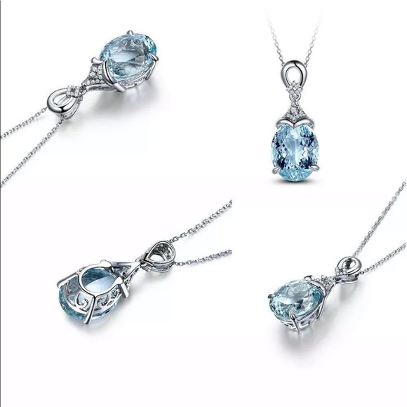 New Light blue natural stone necklace pendant - Picture 4 of 8